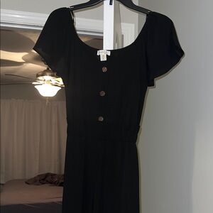 Elegant Black Button-Down Romper